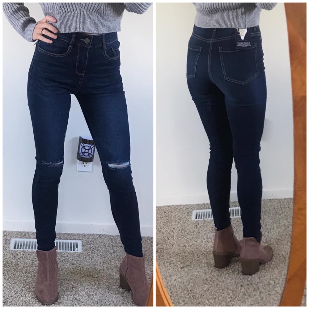 Blue Aged skinny jeans